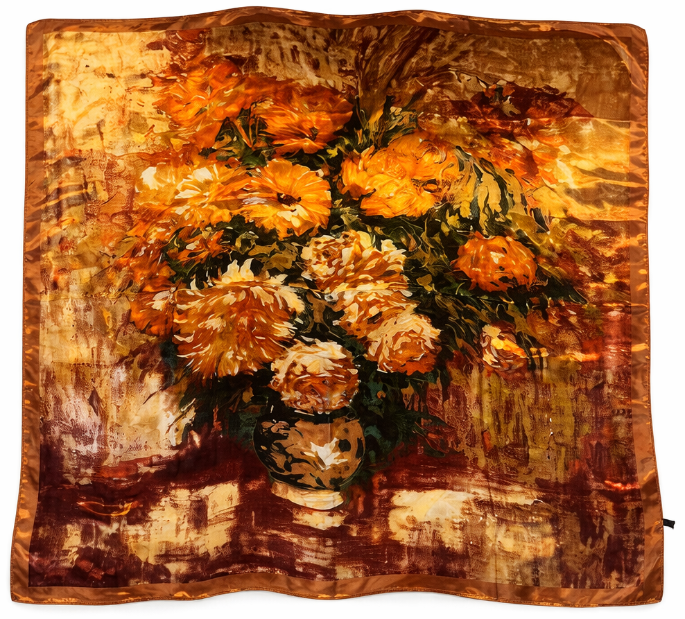 Scarf with a floral design on a white background