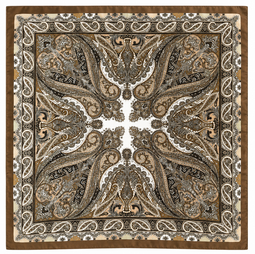 brown bandana print non slip headscarf front view in rustic brown