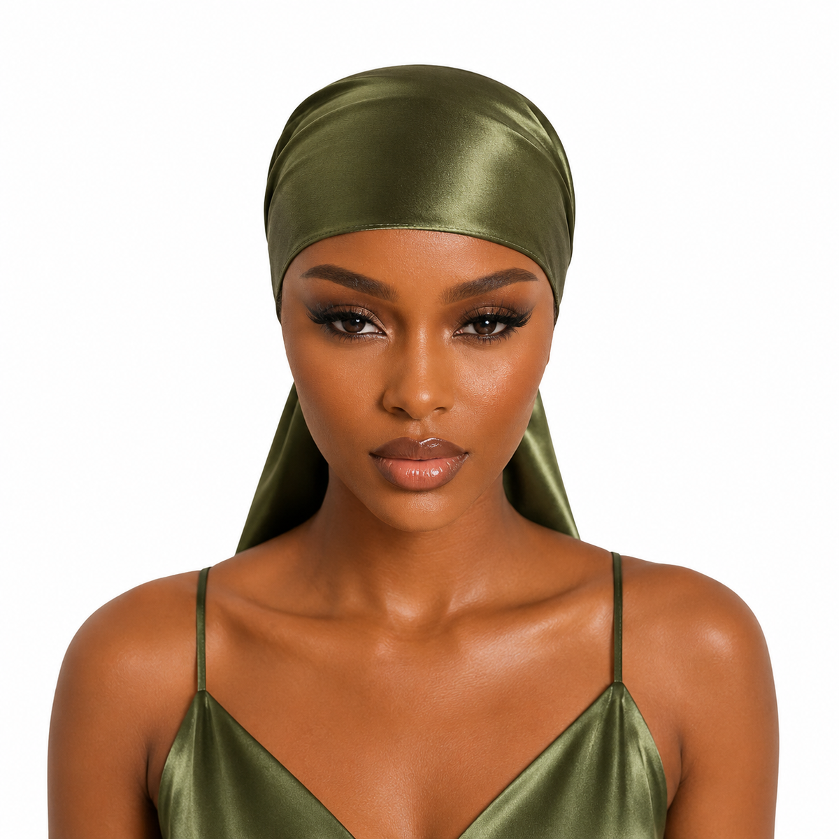 built-in grip lining on green non slip headscarf