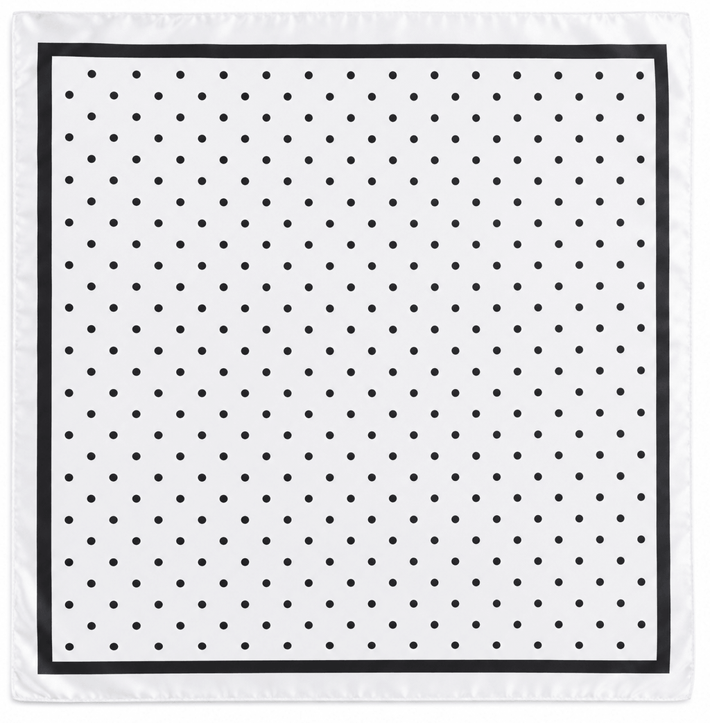 black and white polka dot headscarf non slip wrap front view