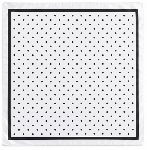 black and white polka dot headscarf non slip wrap front view